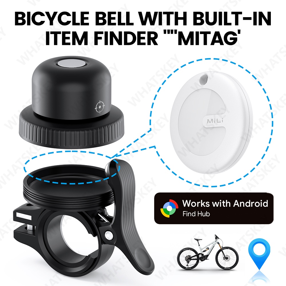 Bell Handlebar Ring - Google Find My 小型自転車ベル GPS トラッカー