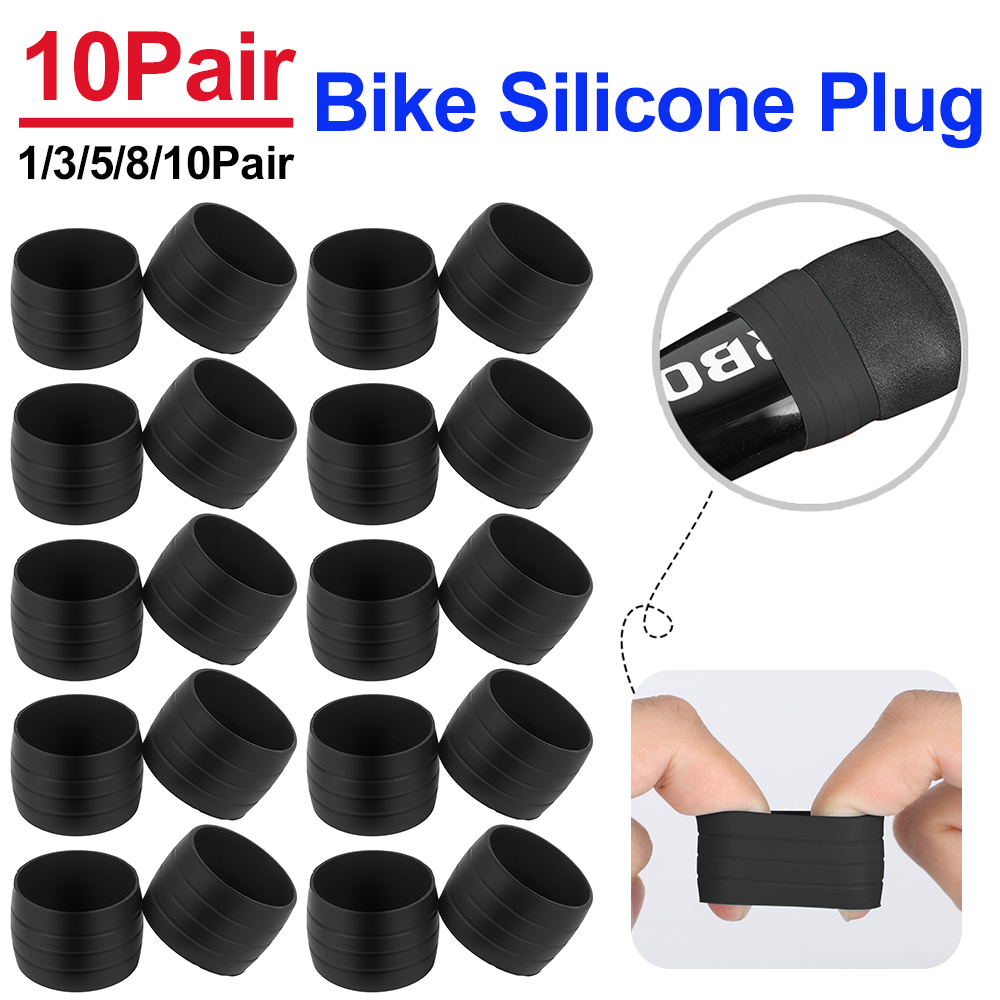 Bell Handlebar Ring - 自転車ハンドルバー用テーププラグ,滑り止めシリコンカバー,ハンドル保護,滑り止め,サイクリングアクセサリー,1〜10ペア
