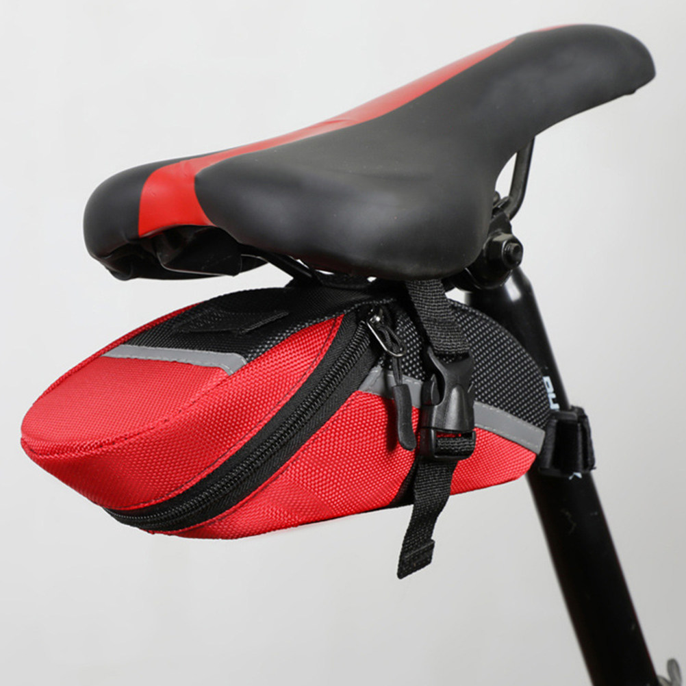 Saddle Bag Under Seat - 赤い防水バイクサドルバッグ、マウンテンバイク用、シート下収納、コンパクトな収納ポーチ、サイクリング用ツールオーガナイザー。