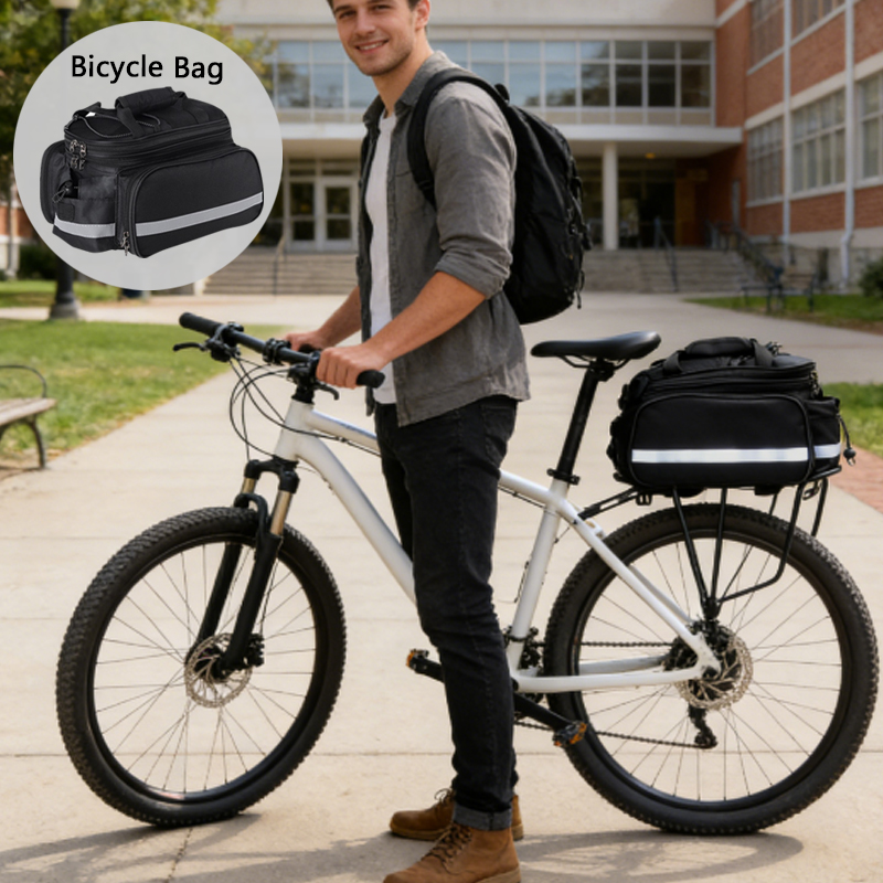 Cycling Commute Rain - 1 個自転車トランクバッグバイクリアラックサドルショルダーパニアキャリアレインカバー付き防水サイクリング通勤旅行用