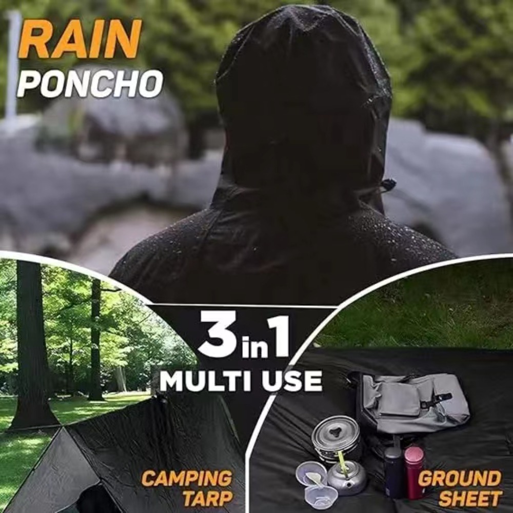 Cycling Rain Jacket Commute - 防水フード付きレインポンチョ、軽量コート、サンシェルター、ピクニックマット、アウトドアブランケット、キャンプ、ハイキング、サイクリング、登山