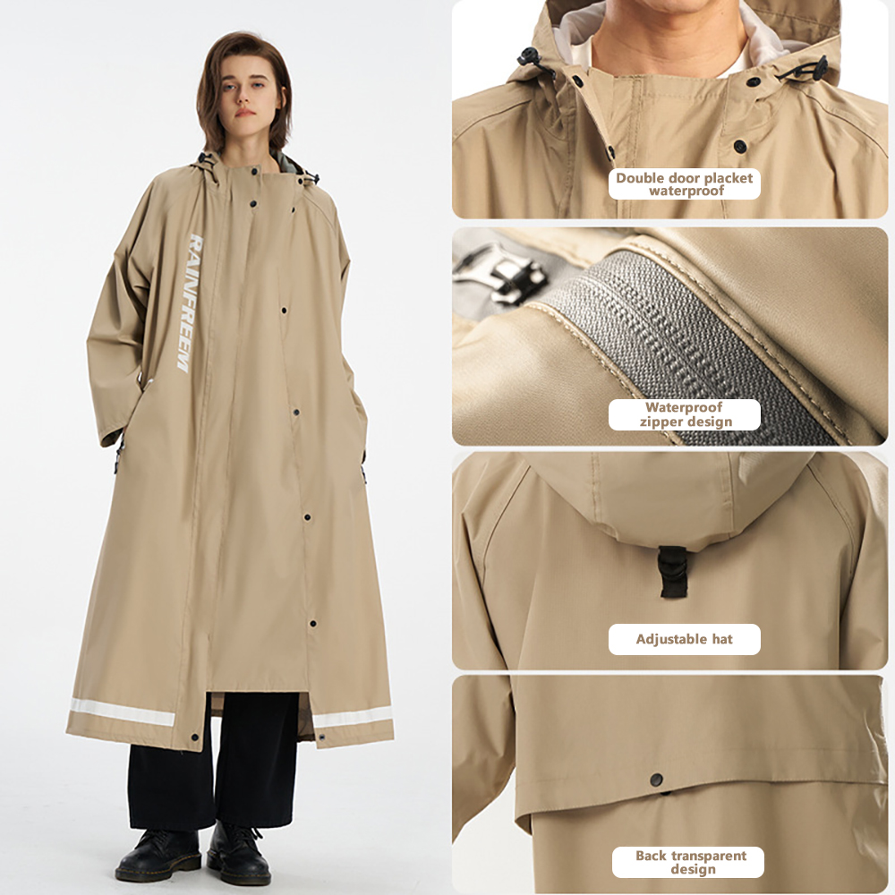 大人用ロング防水レインポンチョ - サイクリング、ハイキング - Cycling Rain Jacket Commute のレビューと価格