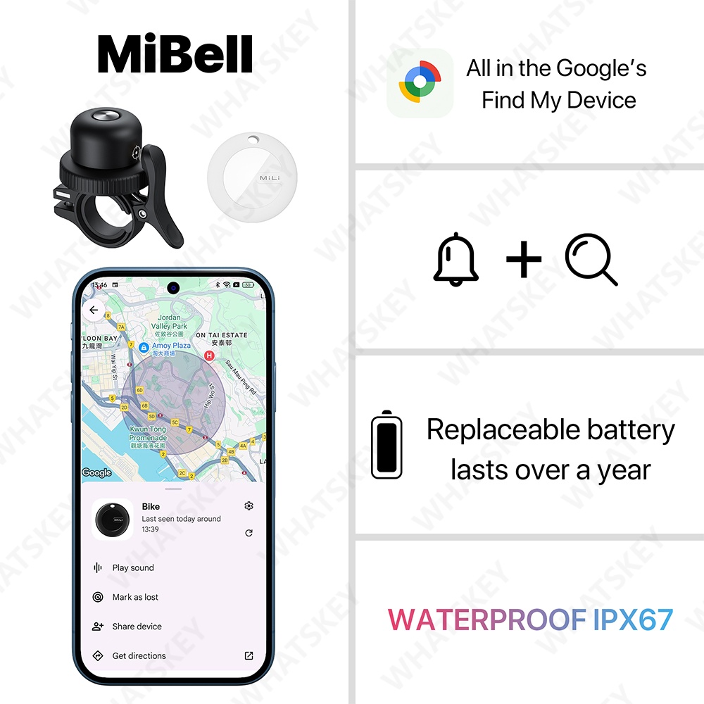 Google Find My 小型自転車ベル GPS トラッ - Bell Handlebar Ring のレビューと価格