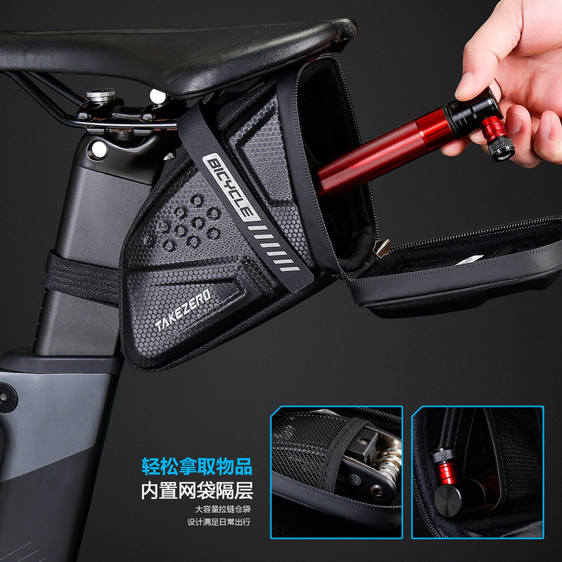 ブラックLサイズEVAハードシェル自転車サドルバッグ 反射警 - Saddle Bag Under Seat のレビューと価格