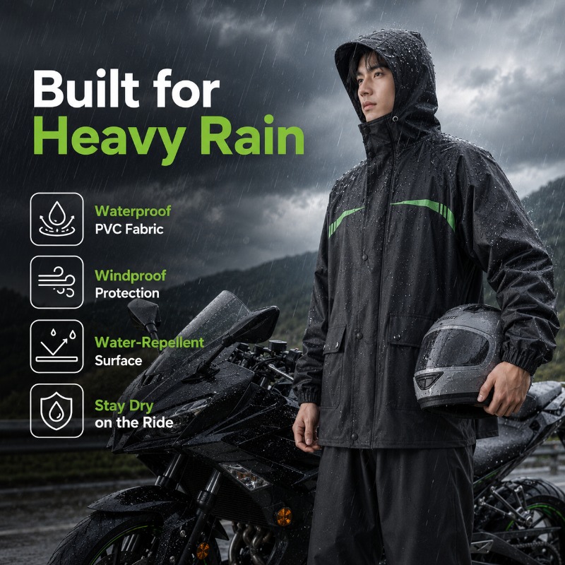 ユニセックス2ピース防水サイクリングレインスーツ – ジャケ - Cycling Rain Jacket Commute のレビューと価格