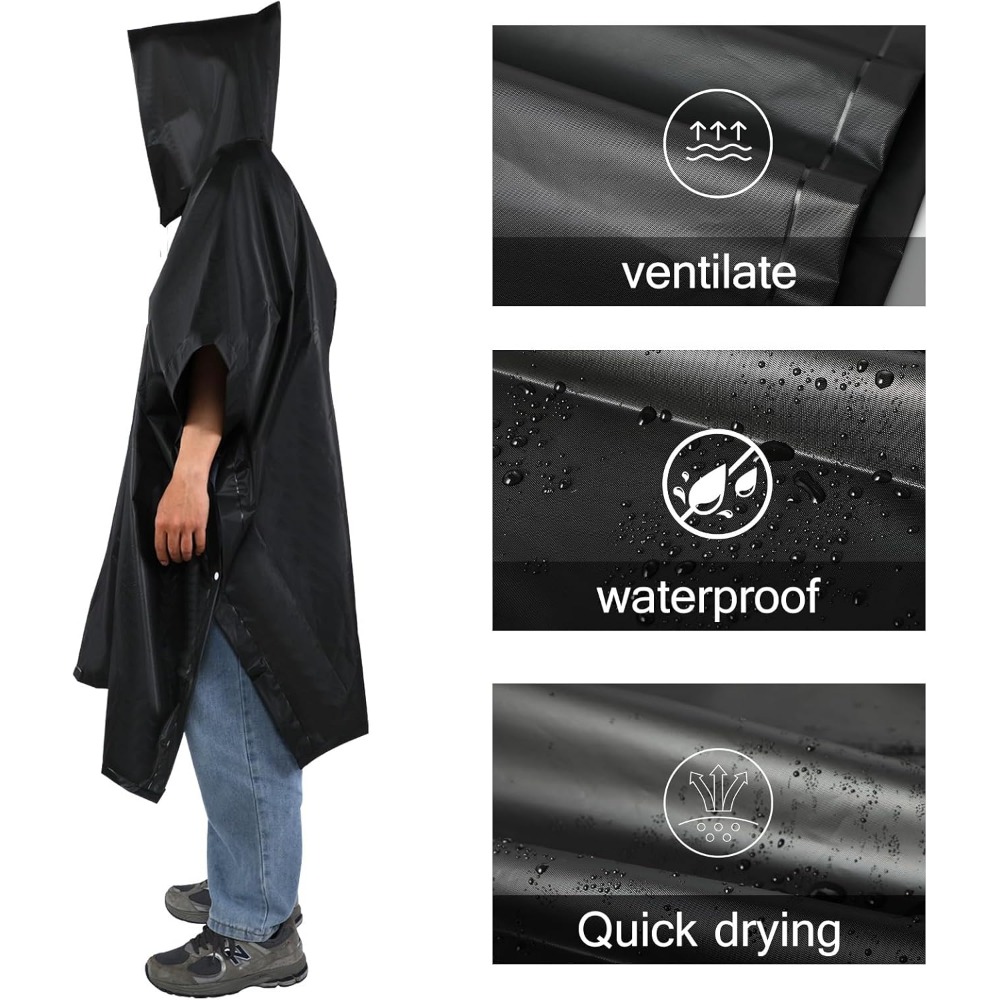 防水フード付きレインポンチョ、軽量コート、サンシェルター、ピ - Cycling Rain Jacket Commute のレビューと価格